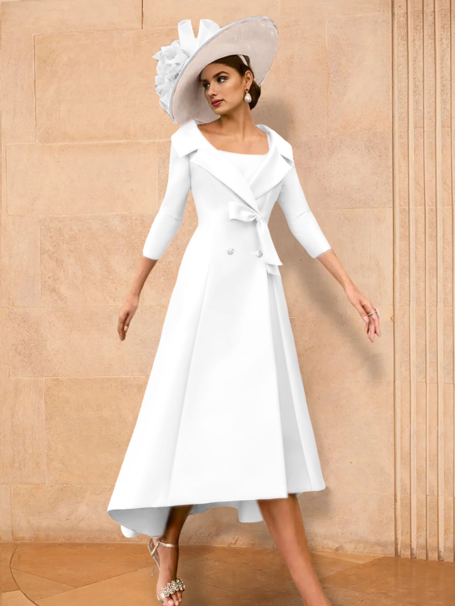 Long Sleeve A Line Gown for the Mother of the Bride with Bowknot