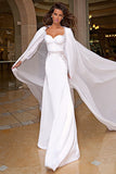 Long Sleeve Chiffon Mermaid Wedding Dresses Sweetheart Open Back Bridal Gowns