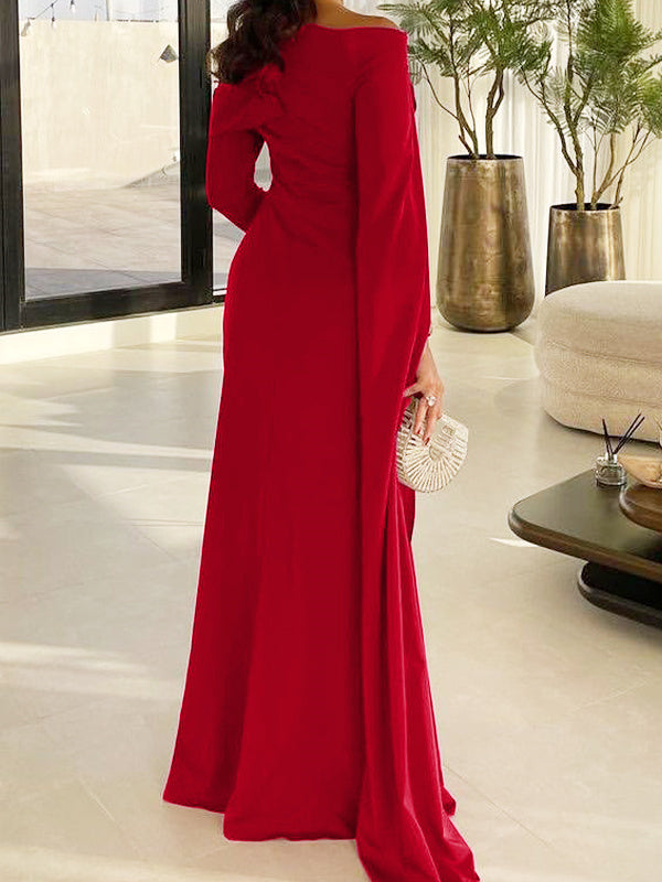 Long Sleeve Long Satin Sheath Dress for Mother of the Bride or Prom
