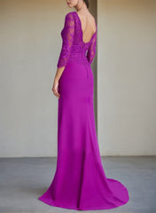 Long Sleeved Lace Mother of the Bride Dress in Trumpet Mermaid Silhouette
