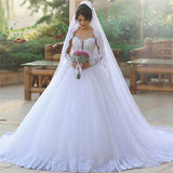Long Sleeves Appliques Elegant Popular Ball Gown Wedding Dress BA6619
