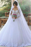 Long Sleeves Appliques Elegant Popular Ball Gown Wedding Dress BA6619
