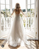 Long Sleeves Lace Wedding Dress Affordable Tulle A-line Bridal Dress