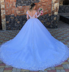 Long Sleeves Off Shoulder Tulle Aline Wedding Dress