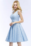 Lovely A-line Lace Knee-Length Homecoming Dress in Stock