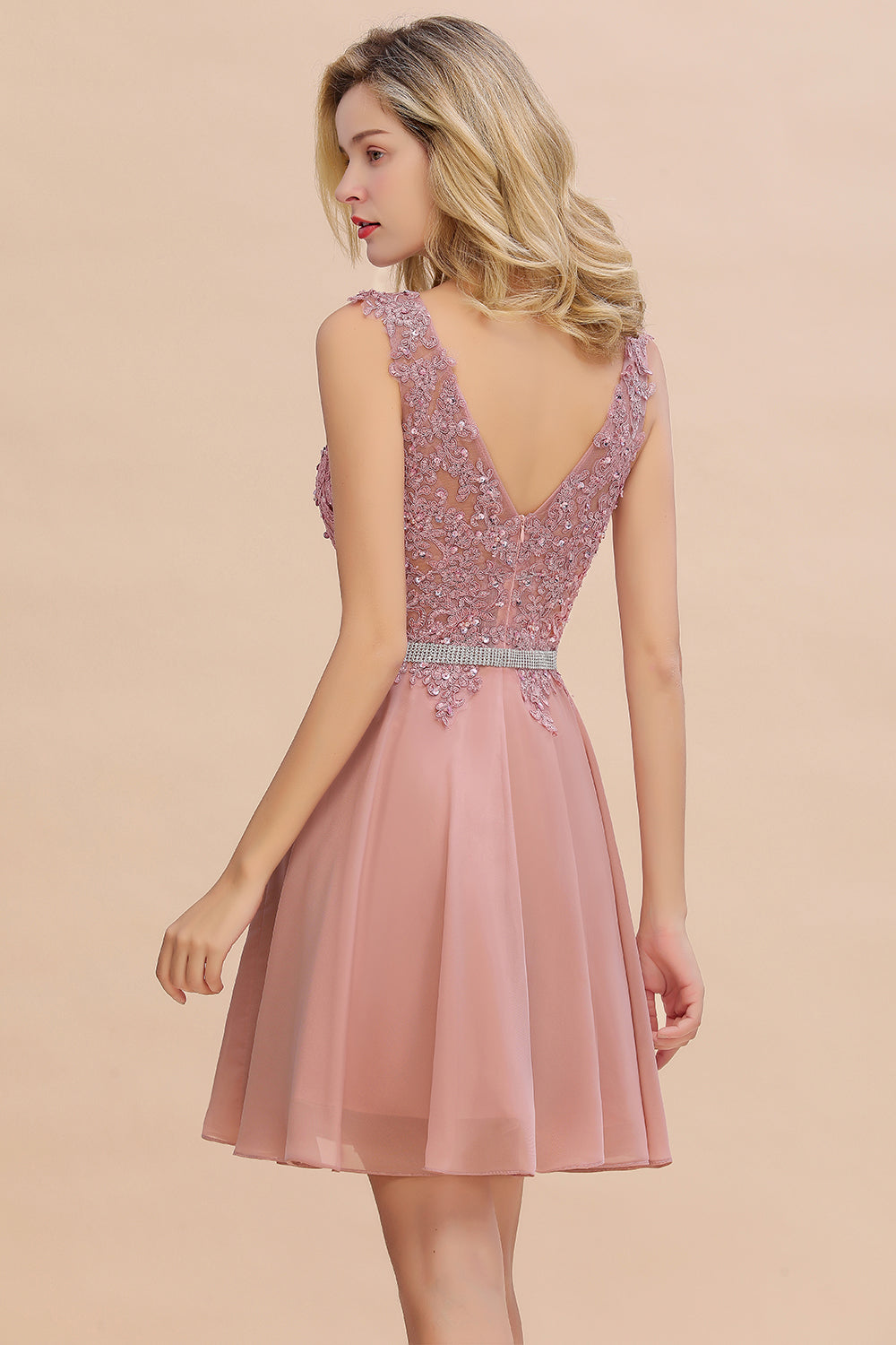 Lovely Sleeveless Short Prom Dress | Mini Homecoming Dress With Appliques