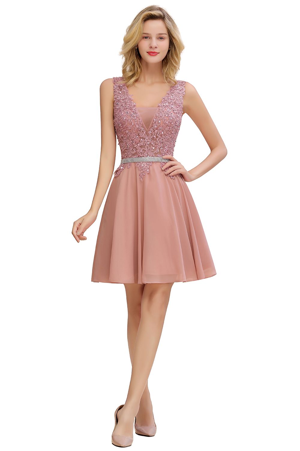Lovely Sleeveless Short Prom Dress | Mini Homecoming Dress With Appliques