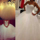 Lovely Sweetheart Tulle Wedding Ball Gowns Beads Princess Bridal Dresses with Petticoat