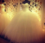 Lovely Sweetheart Tulle Wedding Ball Gowns Beads Princess Bridal Dresses with Petticoat
