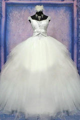 Luxurious Crystal Ball Gown Princess Dress with Beadings Tulle Bowknot Lace-Up Wedding Gown