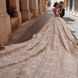 Luxurious Lace Appliques Ball Gown Wedding Dress Sleeveless