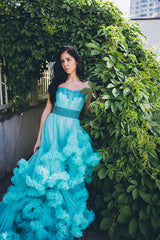 Luxurious Sweetheart Crystal Prom Dress Latest Court Train Lace-Up Formal Occasion Dress