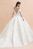 Luxury Ball Gown Lace Satin Sweetheart Wedding Dress | Sleeveless Bridal Gowns with V-Back