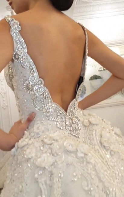 luxury chapel dress Luxury Chapel Train White Mermaid Wedding Dress With Lace Appliques