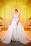 Luxury Chapel Train White Mermaid Wedding Dress With Lace Appliques
