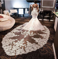 Luxury Long Sleeves Beading Appliques Wedding Dresses | Elegant Mermaid Bridal Gowns