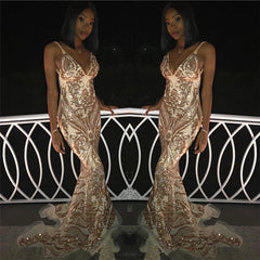 Luxury Spaghetti Straps Prom Dresses | Appliques Mermaid Evening Dresses