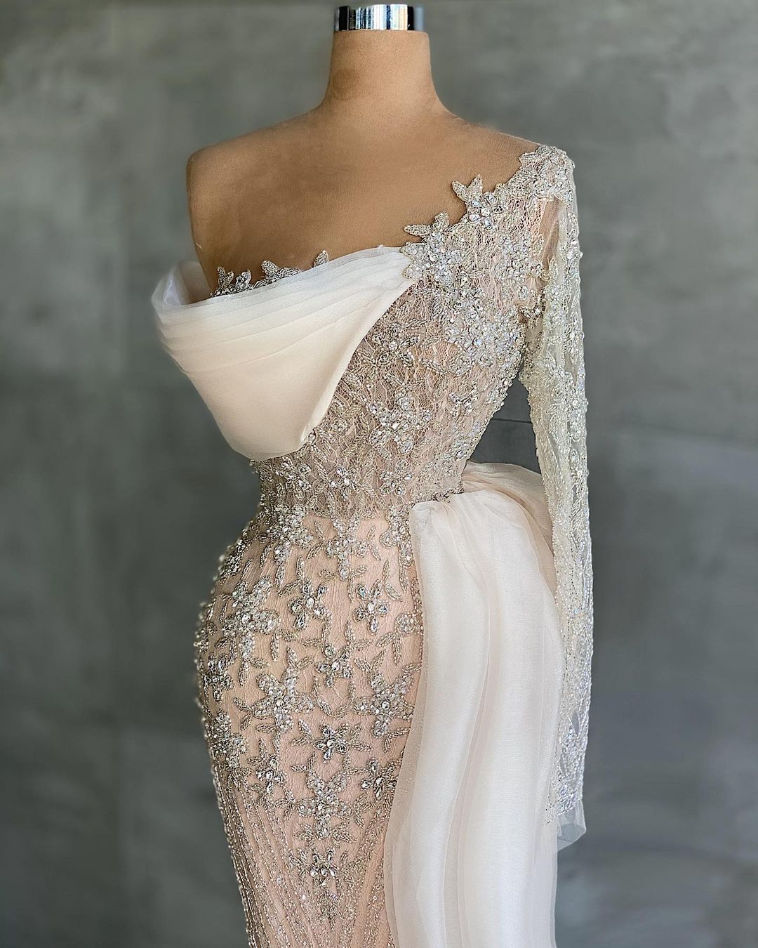 lace and beads one shoulder tulle dress Lace & Beads One Shoulder Black Tulle Maxi Dress Love My Apparel