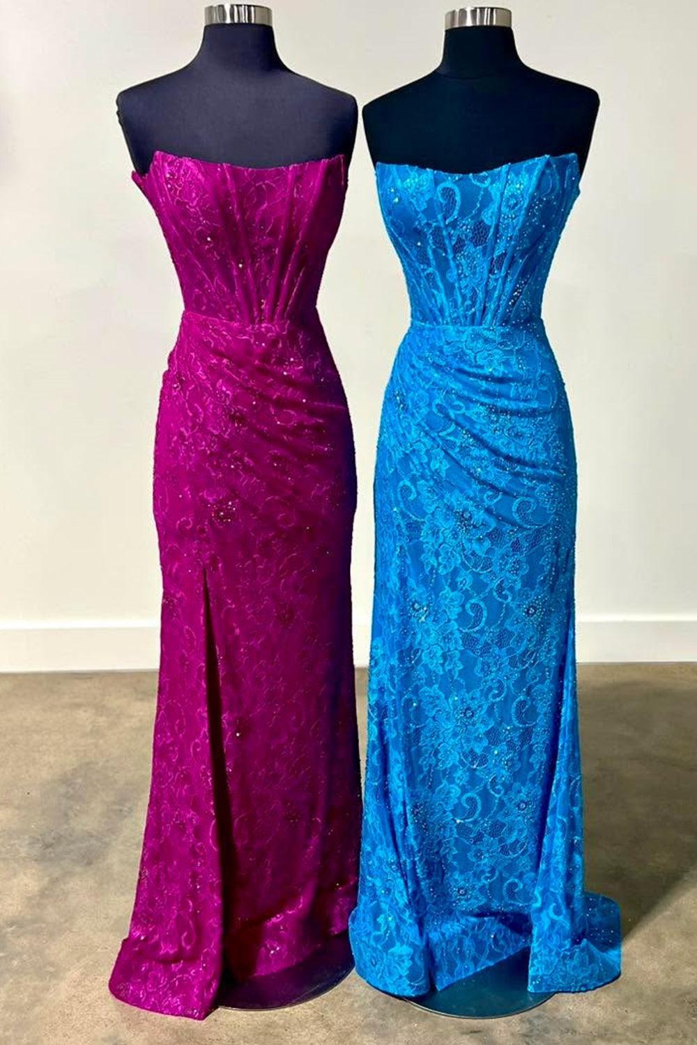 Mermaid Lilac Prom Dress Strapless Corset Formal Dress With Appliques