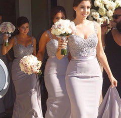 Mermaid Bridesmaid Dress Lace Beading Bridal Party Maid of Honor Dresses