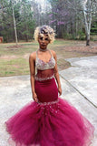 Mermaid Crystal V-Neck Gorgeous Tulle Prom Dress