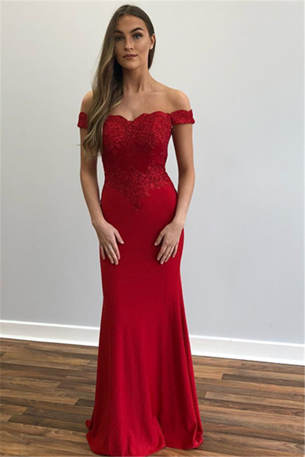 Mermaid Elegant Appliques Evening Dresses | Off-the-Shoulder Floor-length Dresses