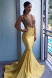 Mermaid Jewel Applique Ruffles Sleeveless Beading Prom Dress
