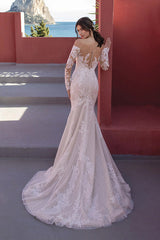 Mermaid Long Sleeve Off the Shoulder Wedding Dress