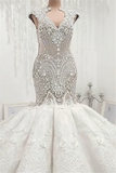 Mermaid Luxury Beading Sleeveless Wedding Dresses | Sexy Appliques Bridal Gowns
