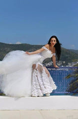 Mermaid Off the Shoulder Lace Wedding Dress New Arrival Detachable Train Summer Bridal Gown MH060