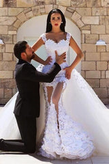 Mermaid Off the Shoulder Lace Wedding Dress New Arrival Detachable Train Summer Bridal Gown MH060