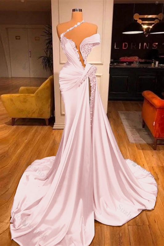 Mermaid Off the Shoulder Sleeveless Evening Formal Dress Long Beadings With Split