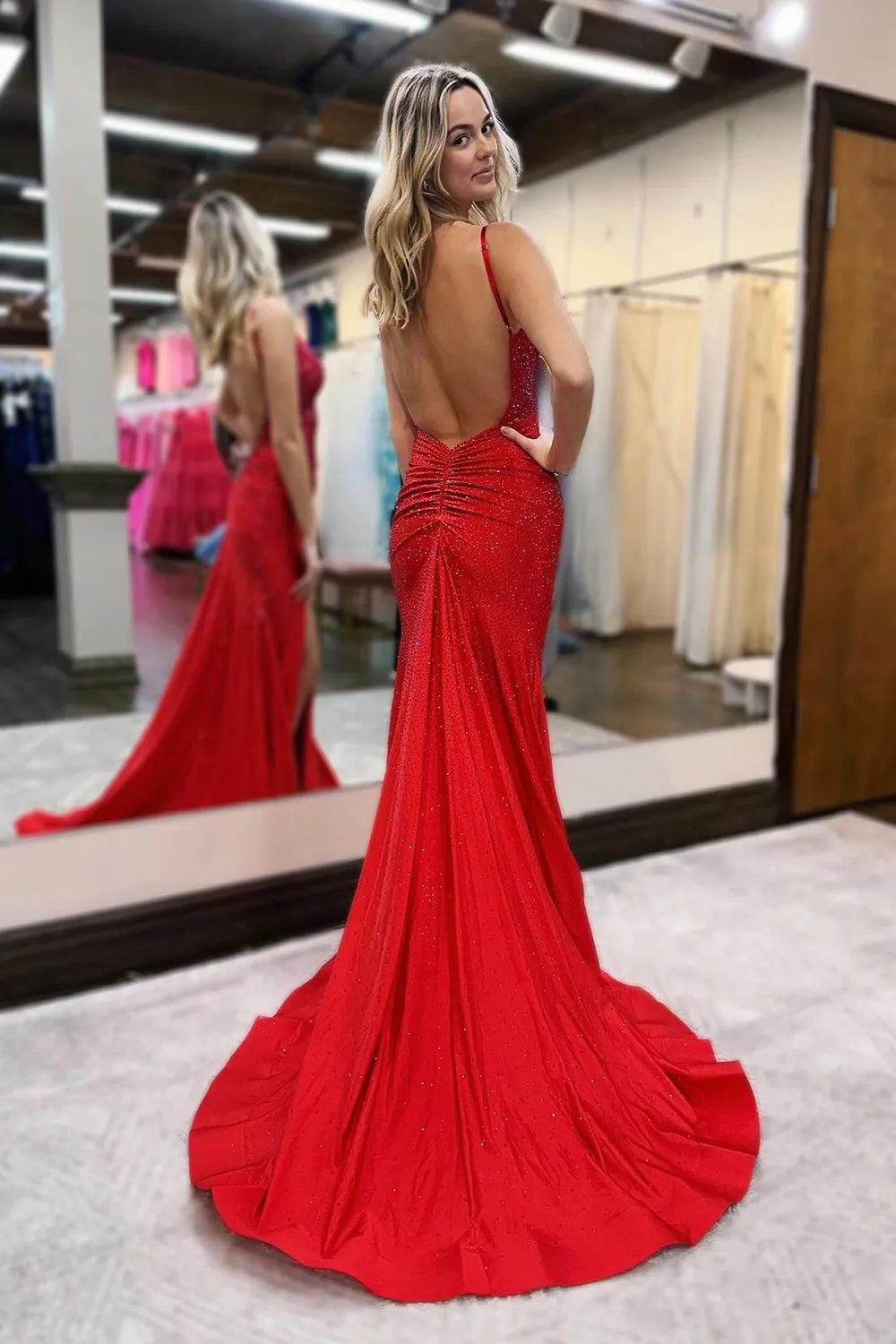 Suzhoufashion Mermaid Prom Dress In Glitter Fabric With Open Back And Beaded Corset Bodice Formal Evening Gown