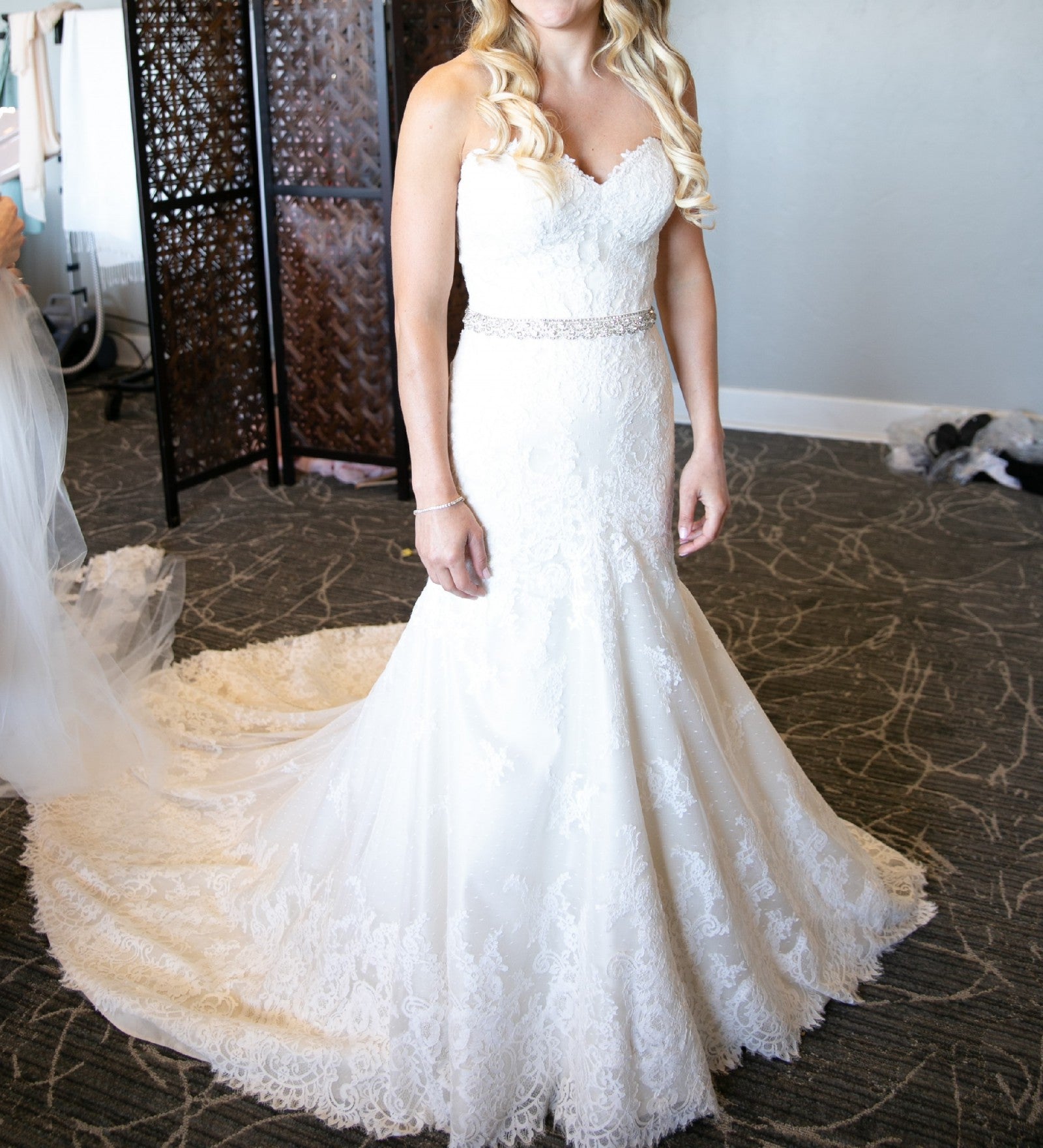 Mermaid Strapless Wedding Dress Lace Tiered Bridal Gowns | Suzhoufashion Mermaid Strapless Wedding Dress Lace Tiered Bridal Gowns | Suzhoufashion