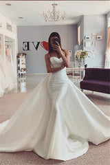Mermaid Strapless Wedding Dresses | Sleeveless White Bridal Gowns Online