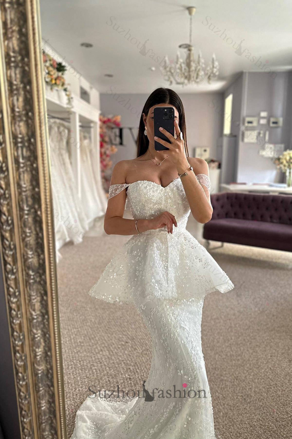 Mermaid Tulle Lace Sweetheart Sleeveless White Beach Wedding Dress Bridal Gown With Appliques