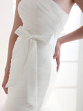 Mermaid Wedding Dress Strapless Organza Satin Sleeveless Bridal Gowns Court Train