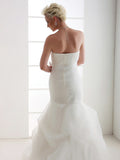 Mermaid Wedding Dress Strapless Organza Satin Sleeveless Bridal Gowns Court Train