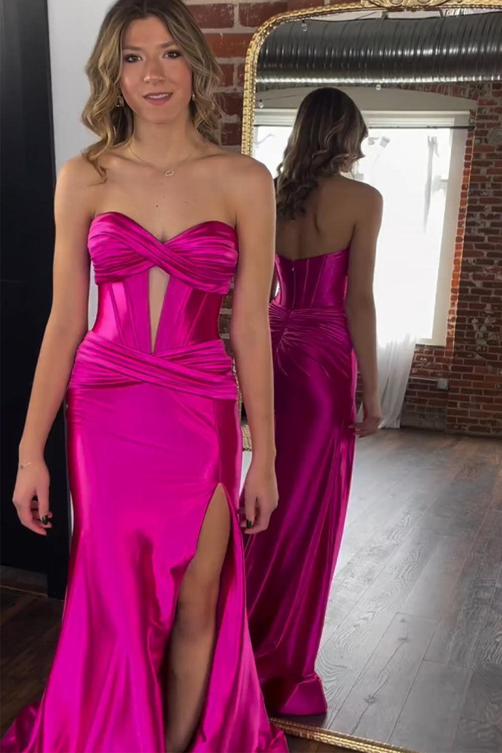 Mermaid Yellow Prom Dress Sweetheart Long Formal Dress With Slit