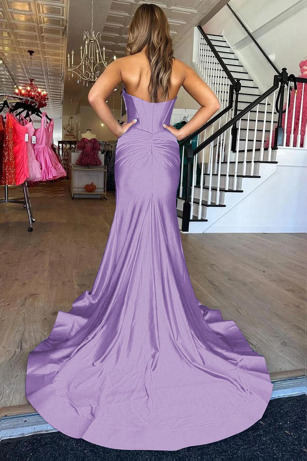 fitted lace wedding dress Suzhoufashion Mermaid Yellow Prom Dress Sweetheart Long Formal Dress with Slit