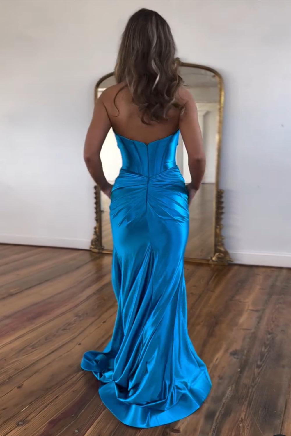 Mermaid Yellow Prom Dress Sweetheart Long Formal Dress With Slit