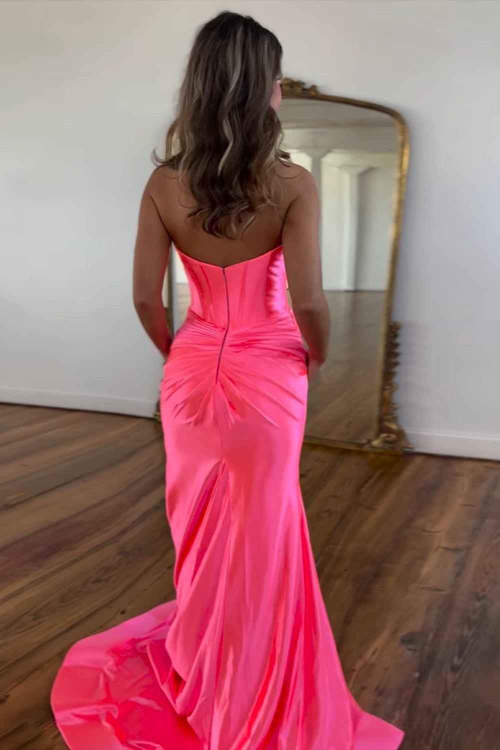Mermaid Yellow Prom Dress Sweetheart Long Formal Dress With Slit