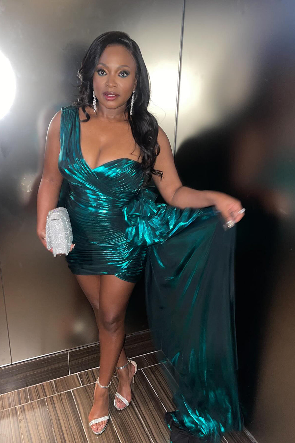 Metallic Emerald Green Homecoming Dress One Shoulder Tight Short Prom Dress Suzhoufashion Metallic Emerald Green Homecoming Dress One Shoulder Tight Short Prom Dress Suzhoufashion