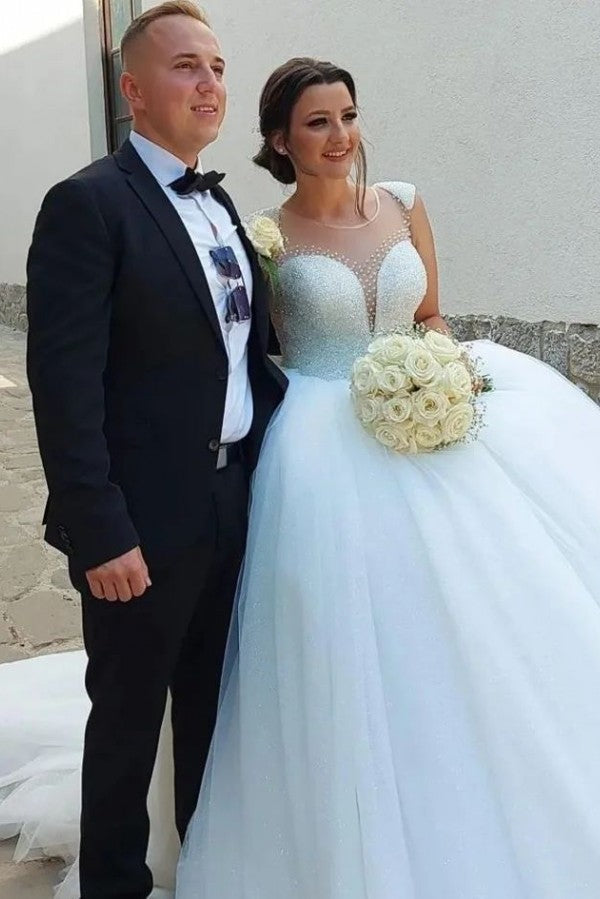 Modern Princess Long Long Sequins Sleeveless Bridal Dress