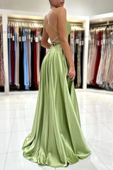 Modern Sage Holiday Dress Long A-line Prom Dress Split Long