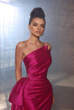 Modern Sleeveless Holiday Dress Fuchsia Long Prom Dresses Split Long