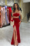 Modern Sweetheart Sleeveless Mermaid Ruby Prom Dresses with Split