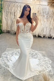 Modern Sweetheart Sleeveless Off-The-Shoulder Mermaid Lace Bridal Dress