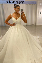 Modest A-Line Sweetheart Straps Floor-length Wedding Dresses