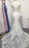 Modest Long Mermaid Sweetheart Lace Wedding Dress with Sleeves